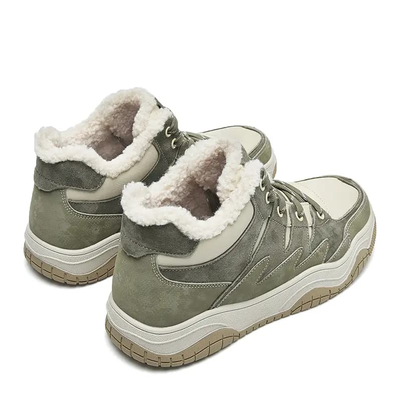 JEEP SPIRIT Fleece Lined Thick Casual Winter Boots Warm Waterproof Durable Comfortable Mid-Cut Snow Boots Men's Cat's Eye Green 3