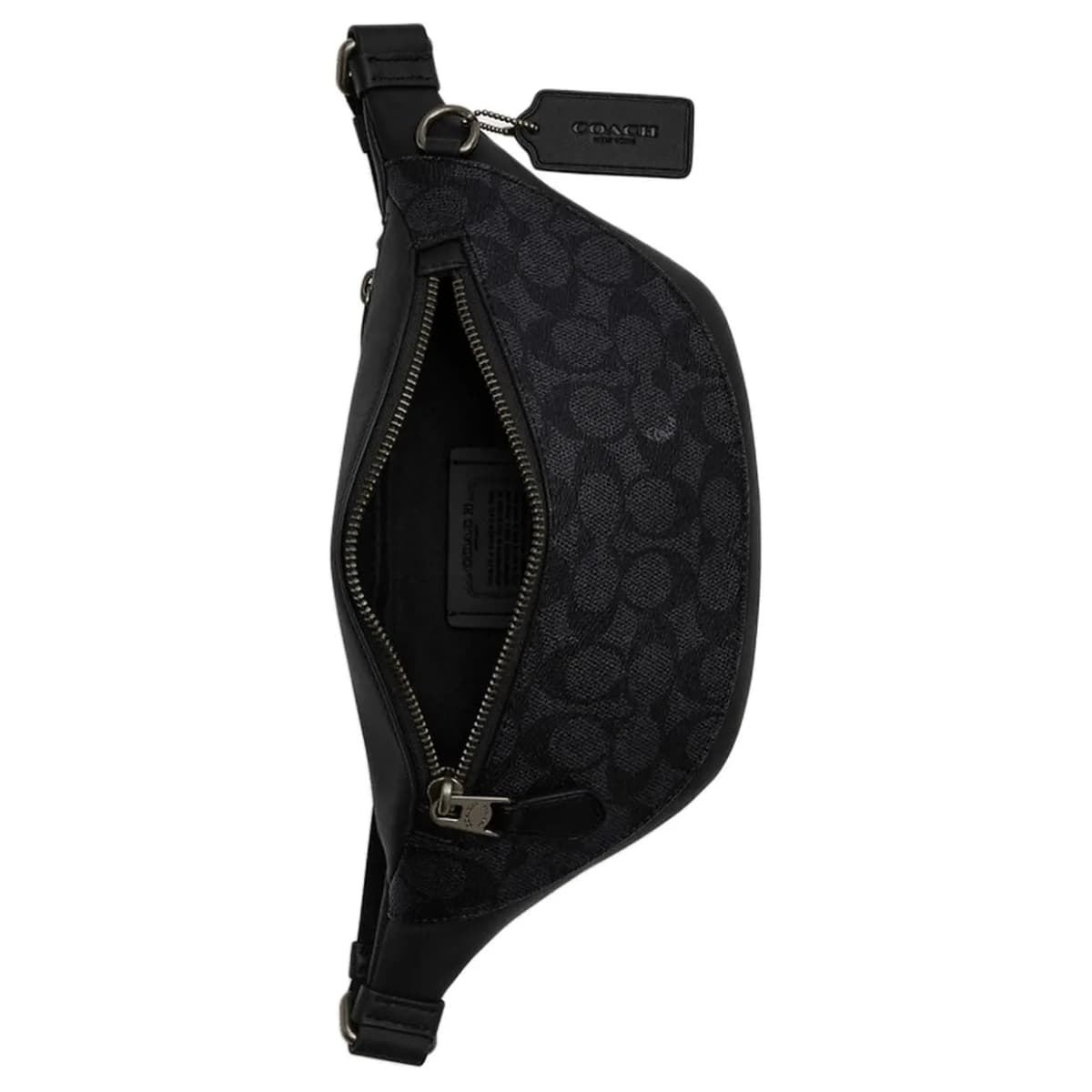 COACH Warren Coated Canvas With Leather Fanny Pack Mini Men's Charcoal & Black 3