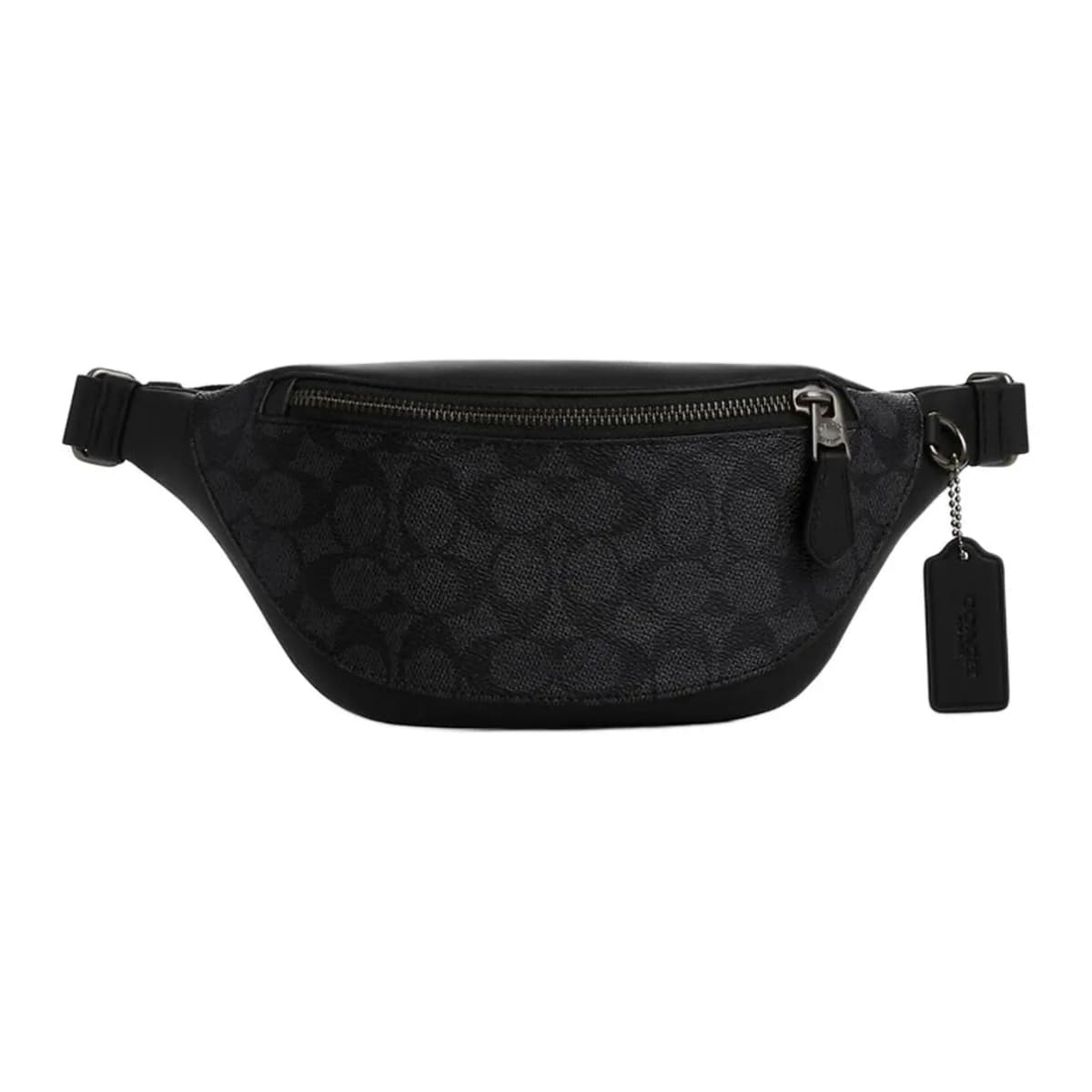 COACH Warren Coated Canvas With Leather Fanny Pack Mini Men's Charcoal & Black