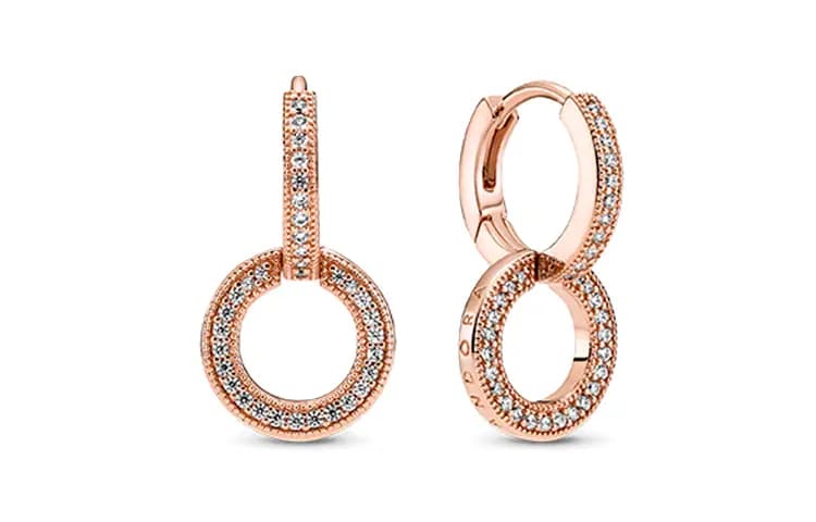 Pandora Rose Sparkling Double Hoop Sırğa