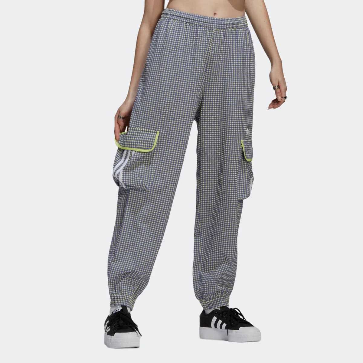 adidas Originals GINGHAMTP Sports Pants Series Durable Soft Skin-Friendly Cargo Pants Women's Grey/White 5