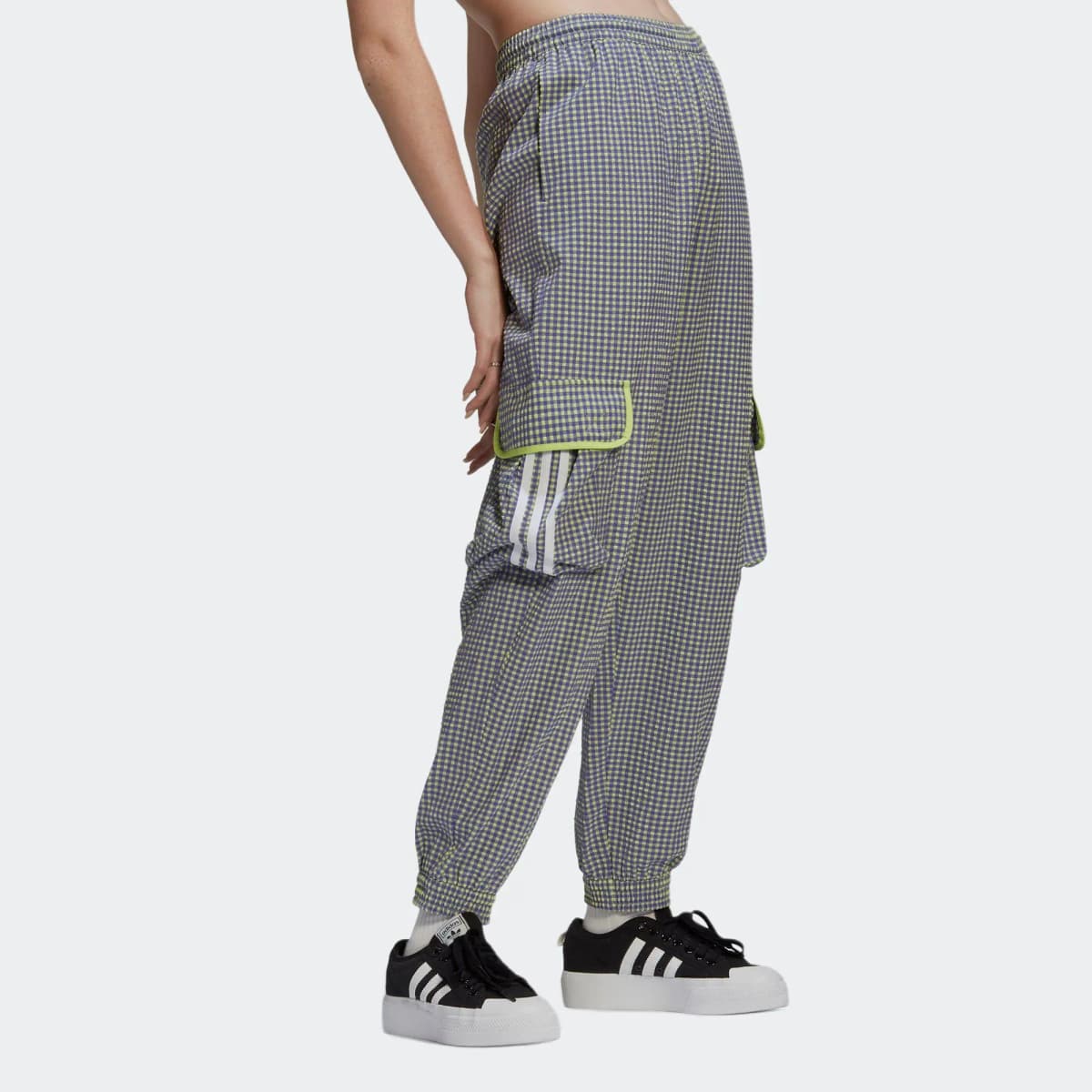 adidas Originals GINGHAMTP Sports Pants Series Durable Soft Skin-Friendly Cargo Pants Women's Grey/White 2