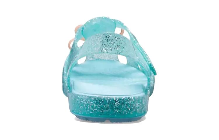 Kids Crocs Isabella Bow Hook-and-Loop Casual Shiny Clog Sandals Ice Blue 5