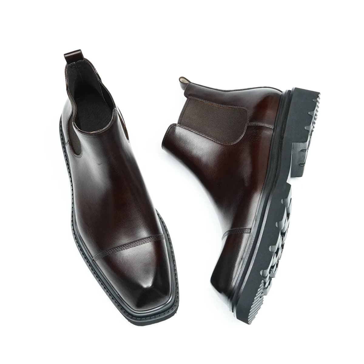 ASTON M.JAZZ Cow Leather Chunky Sole Soft Leather Retro British Casual Chelsea Boots Men's 13