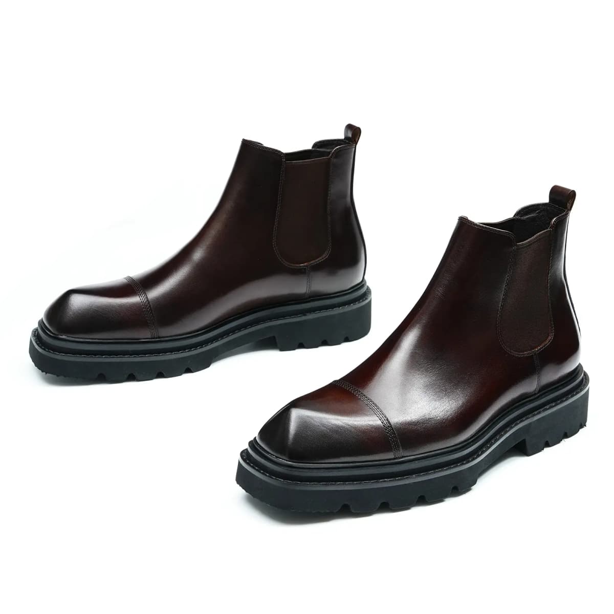 ASTON M.JAZZ Cow Leather Chunky Sole Soft Leather Retro British Casual Chelsea Boots Men's 11