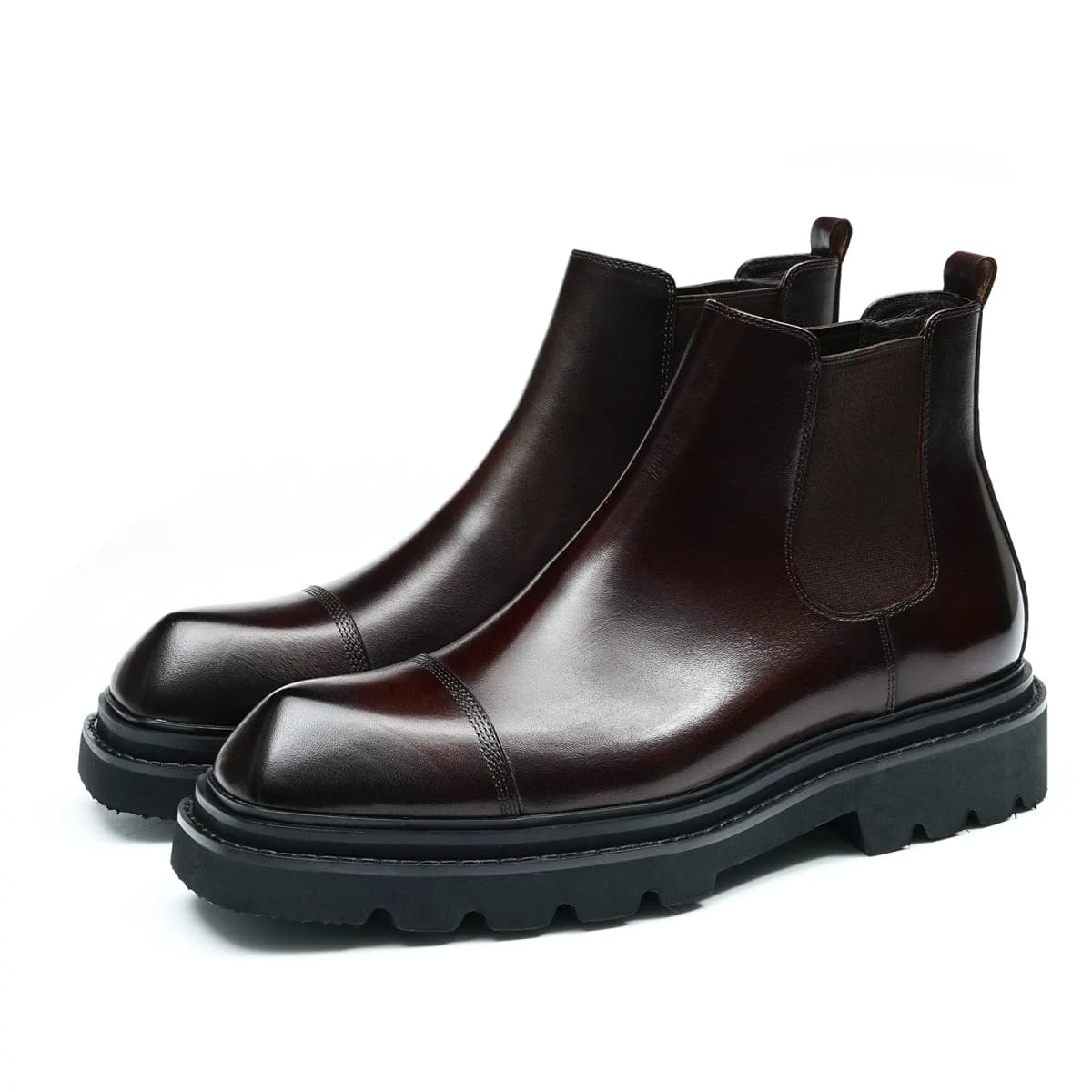 ASTON M.JAZZ Cow Leather Chunky Sole Soft Leather Retro British Casual Chelsea Boots Men's 10