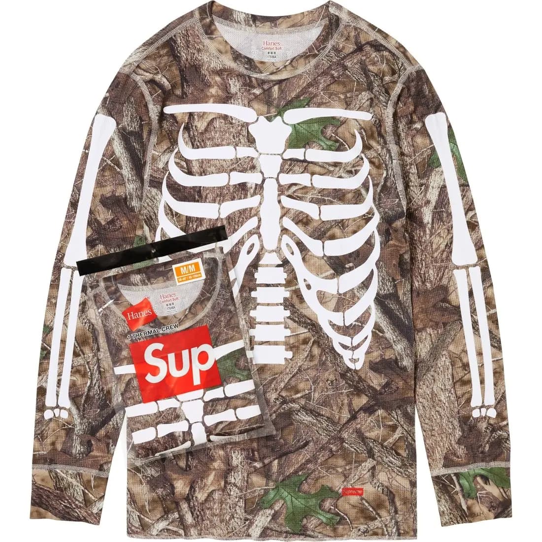 Supreme Hanes Bones Thermal Crew 1 Pack Woodland Camo 3
