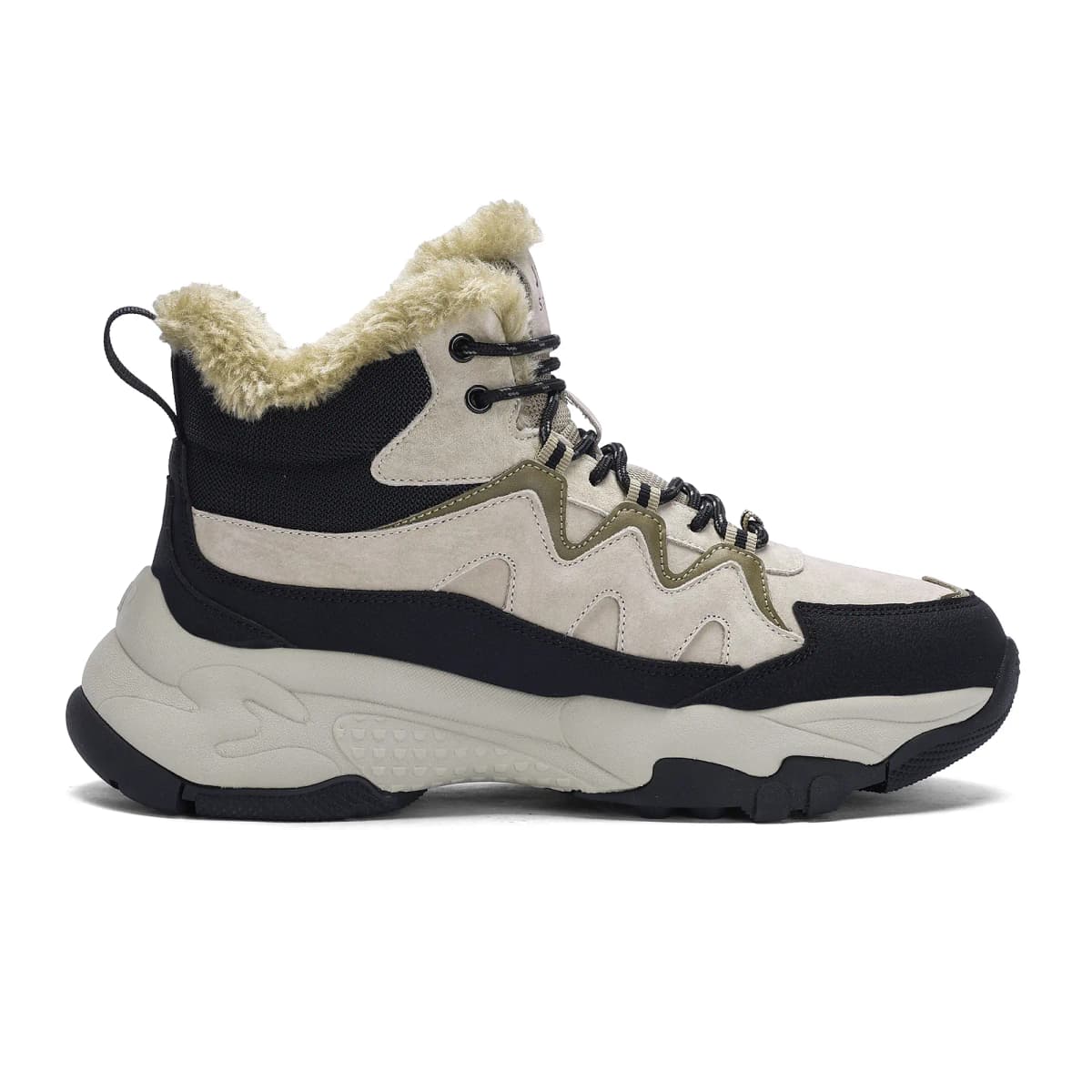 JEEP SPIRIT Black Mythology Fleece Lined Thick Winter Sport Shoes Men's Warm Waterproof Wear-Resistant Shock Absorption Height Increasing Outdoor American Retro Versatile Northeast Travel Sub-Zero Cold-Resistant Thick Sole Short Snow Boots Unisex 5