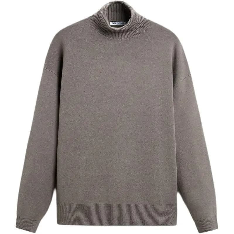 ZARA Loose Casual Mock Neck Long Sleeve Knit Sweater Men's 5