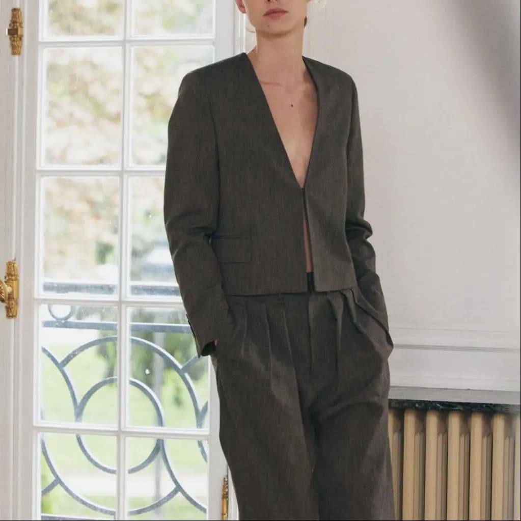 ZARA ZW Series Qadın Kostyumu Zebra Naxışlı Qəhvəyi 3