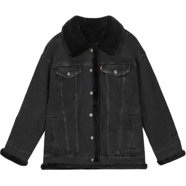 Levi's Fur Collar Qadın Cins Pencəyi Qara
