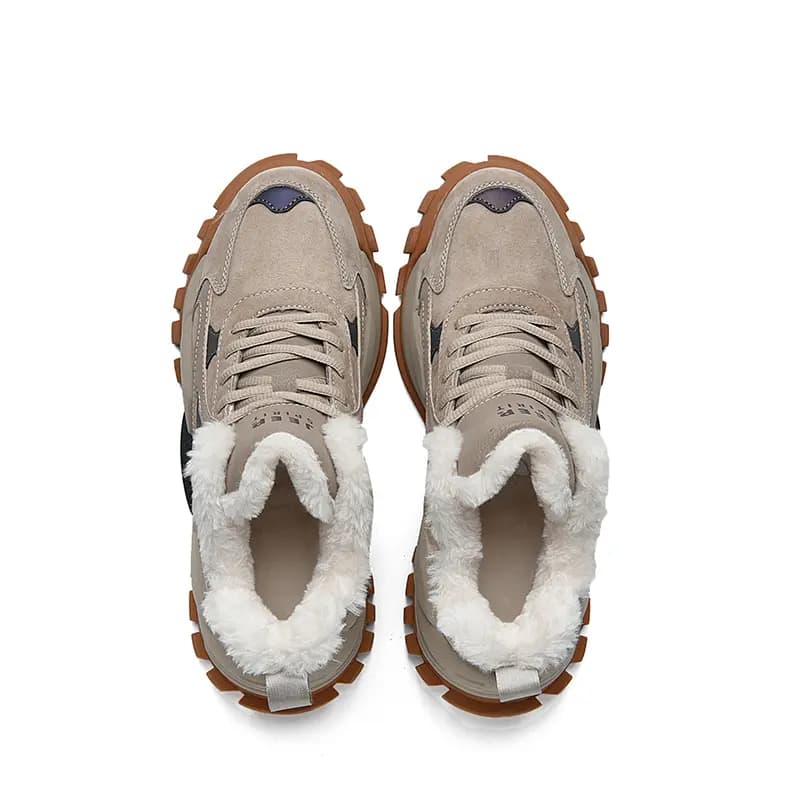JEEP SPIRIT Fleece-Lined Thickened High-Top Thick Sole Fashion Casual Trend Winter Big Cotton Shoes Mid-Top Snow Boots Men's 3