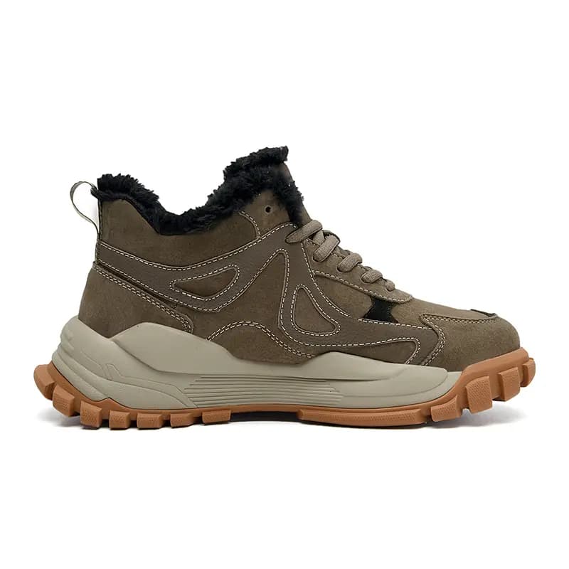 JEEP SPIRIT Fleece-Lined Thickened High-Top Thick Sole Fashion Casual Trend Winter Big Cotton Shoes Mid-Top Snow Boots Men's 10