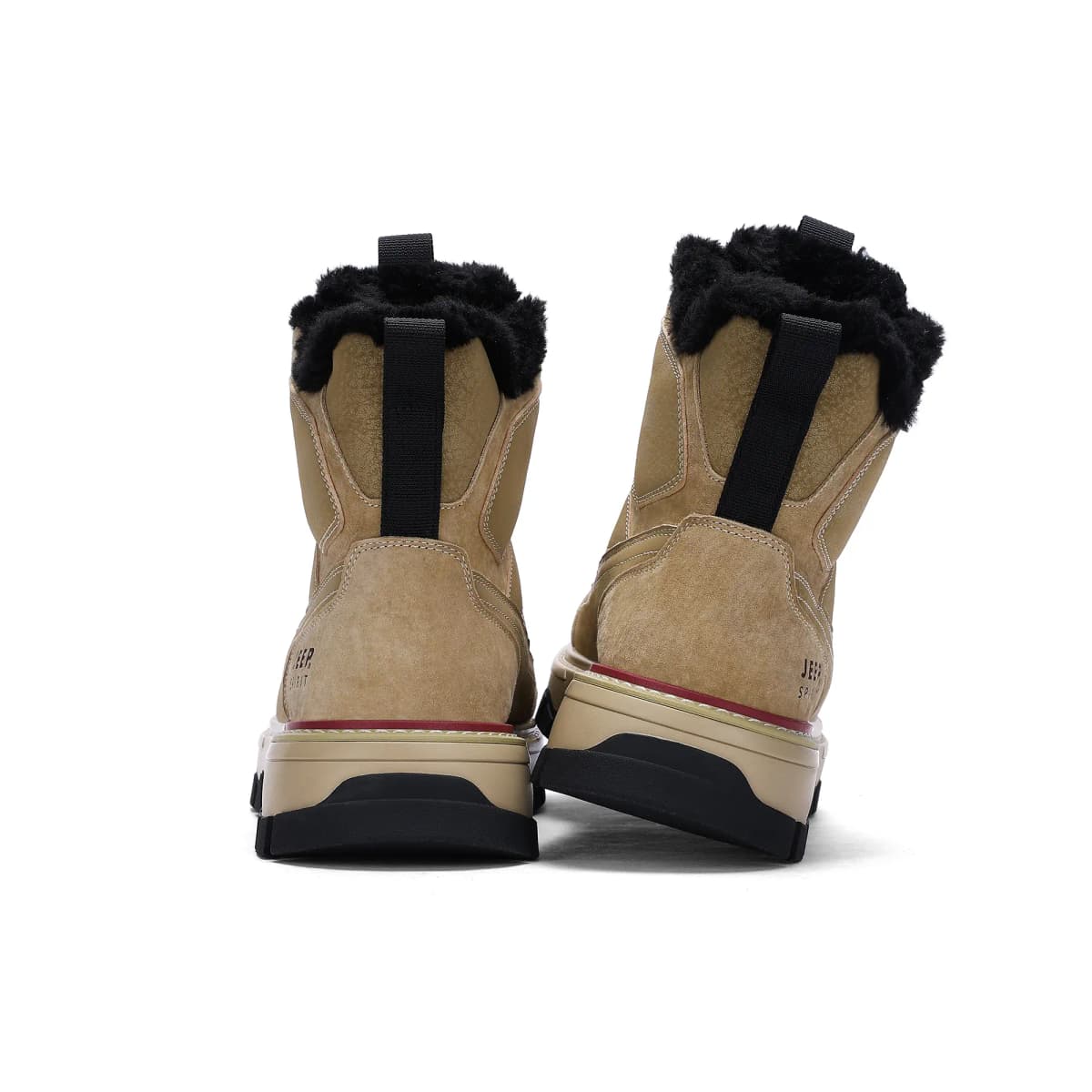JEEP SPIRIT Warm Waterproof Wear-Resistant Height Increasing Retro Maillard Genuine Leather Plush Thick Outdoor Sport Cold Weather Ski Fashion Personality Platform High Top Snow Boots Unisex Brown 5