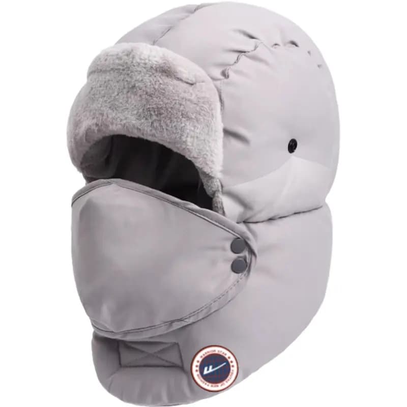 Warrior Autumn Winter Northeast Outdoor Fleece Lined Thick Cotton Padded Windproof Cold-Proof Frost-Proof Face Mask Electric Bike Motorcycle Windproof Ear Protection Cycling Warm Essential Polyester Fiber Ushanka Hat Unisex Couple Set