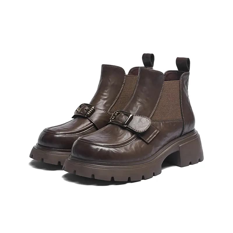 JOSINY Boots Women Winter Fashion Trendy Fleece-Lined Versatile British Style Simple Comfortable Height-Increasing Warm Casual Lightweight Short Chelsea Boots 5cm Women's 18
