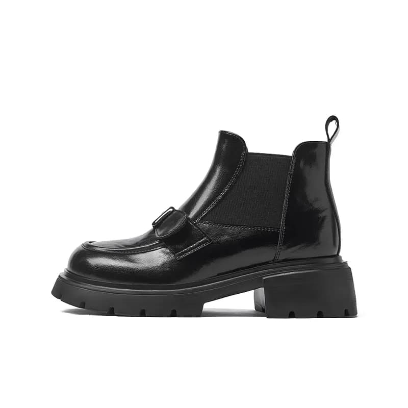 JOSINY Boots Women Winter Fashion Trendy Fleece-Lined Versatile British Style Simple Comfortable Height-Increasing Warm Casual Lightweight Short Chelsea Boots 5cm Women's