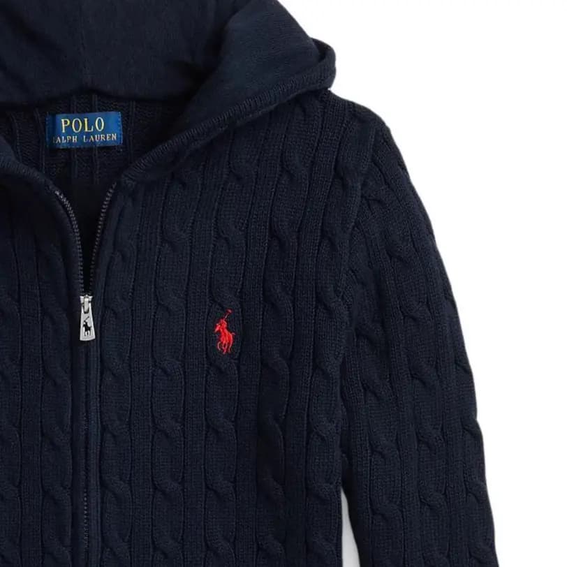 Polo Ralph Lauren Kids' Sweater FW24 Solid Logo Embroidery Hooded Long Sleeve Navy Blue 3