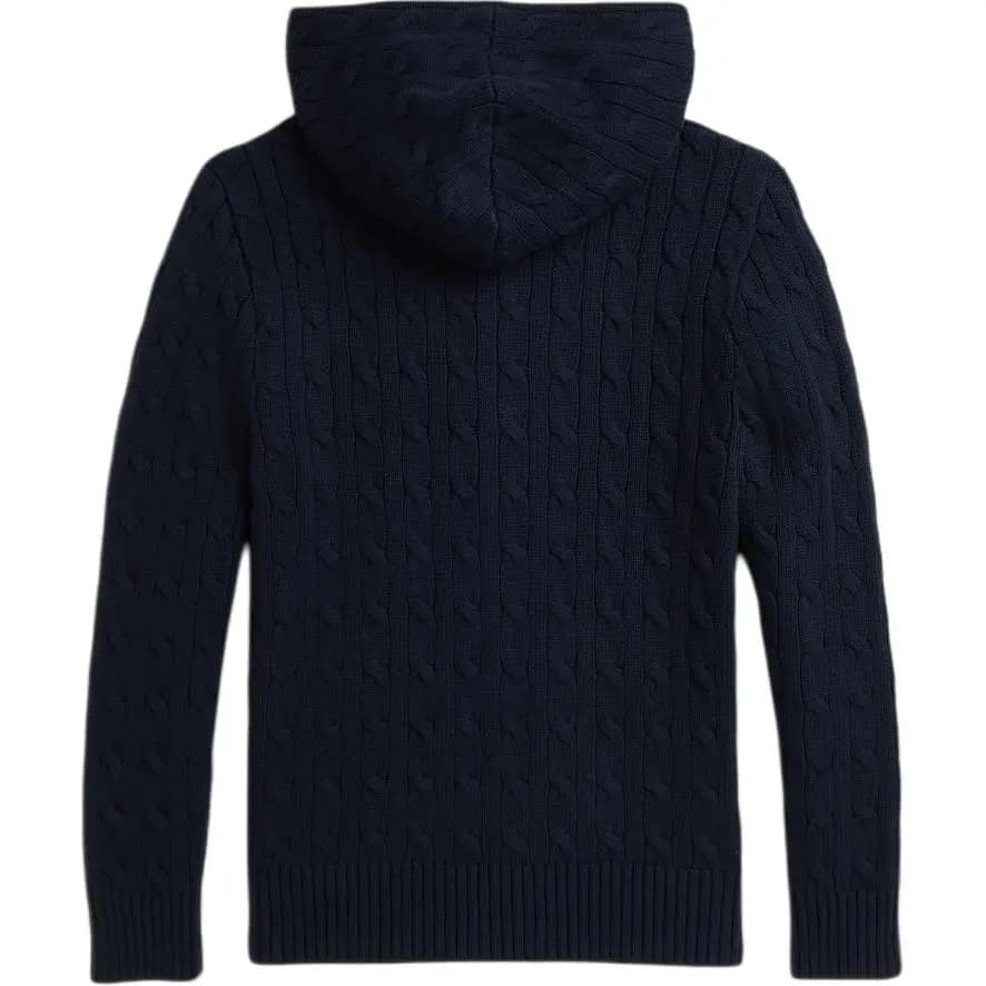 Polo Ralph Lauren Kids' Sweater FW24 Solid Logo Embroidery Hooded Long Sleeve Navy Blue 2