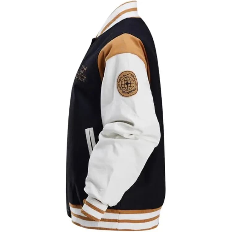 Nike Letter Color Block Casual Comfortable Sports Long Sleeve Baseball Jacket Women's Black 3