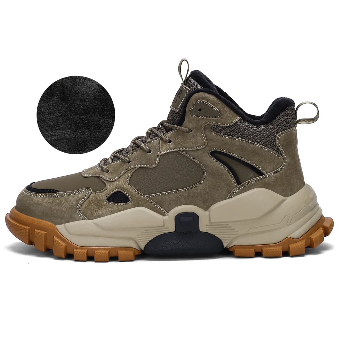 JEEP SPIRIT Warm Wear Resistant Winter Men's Shoes Outdoor Hiking Trekking Breathable Commute Fleece Lined Windproof Vintage Versatile Casual Sport Thick Sole Fashion Short Shaft Snow Boots Men's Dark Forest Green 2
