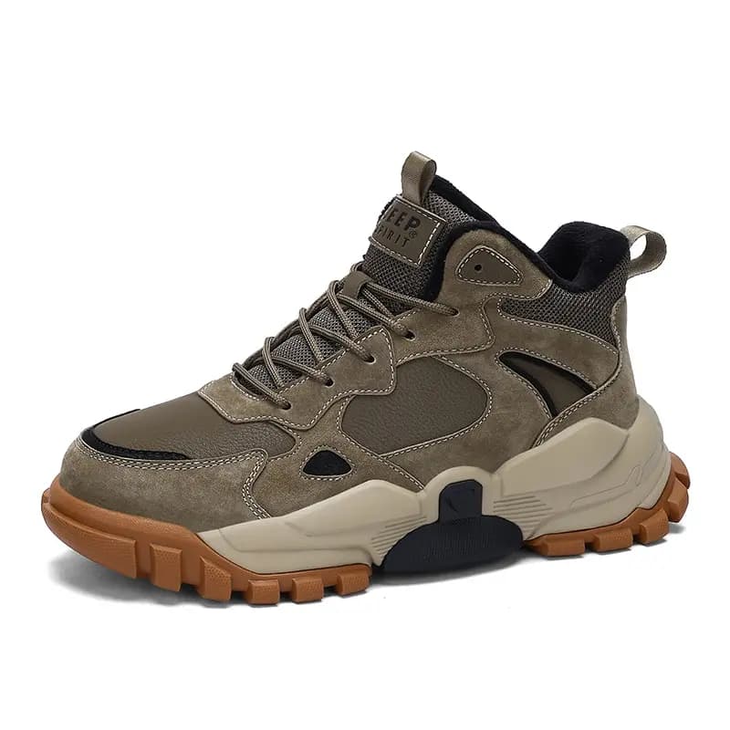 JEEP SPIRIT Warm Wear Resistant Winter Men's Shoes Outdoor Hiking Trekking Breathable Commute Fleece Lined Windproof Vintage Versatile Casual Sport Thick Sole Fashion Short Shaft Snow Boots Men's Dark Forest Green 4