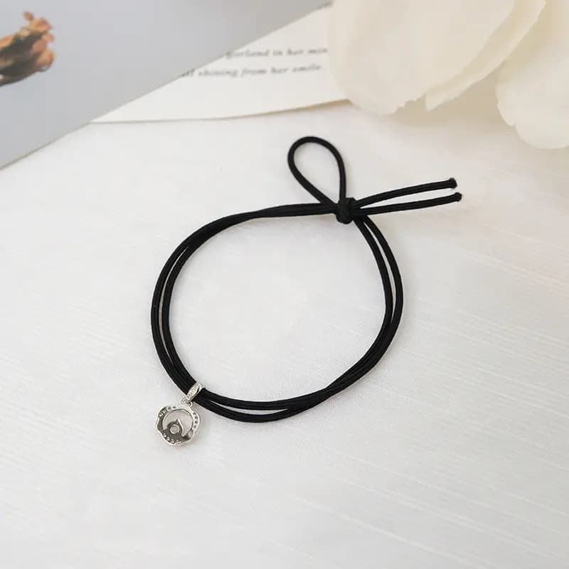 CHIMERA Forest Style Light Luxury Niche Design Sense Mobius Ring Flash Diamond Pendant Elastic Hair Tie Artistic Elegant Temperament Daily Commute Versatile Hair Tie Bracelet Two-In-One Fabric Elastic Hair Tie Hair Accessory Women's 8