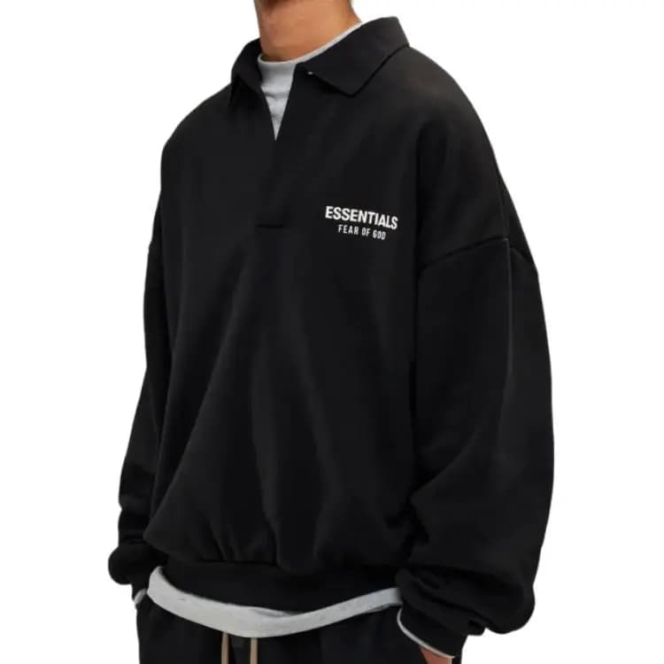 Fear of God Essentials FW24 Holiday Core Collection Polo Köynəyi Kişi Qara 3