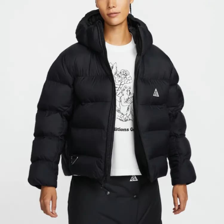 Nike ACG Series Thickened Warm Hooded Zip Puffer Jacket Women's Black 4