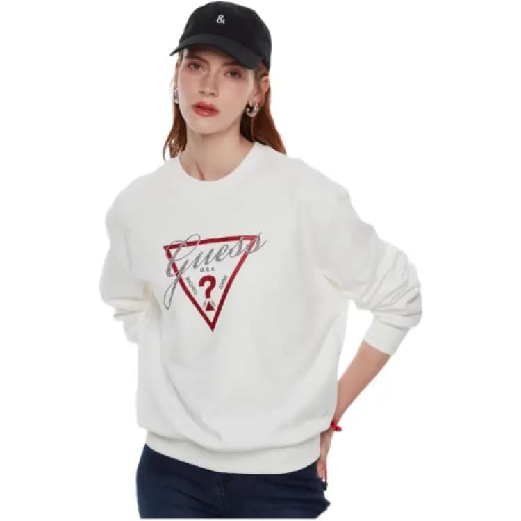 GUESS Classic Triangle Logo Casual Pullover Hoodie Women's 3