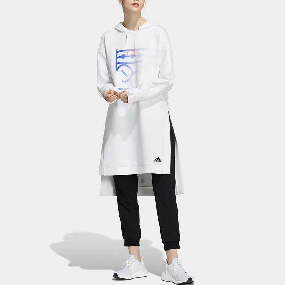 adidas Wx W Long Swt Gradient Print Mid-Length Hoodie Women's White 2