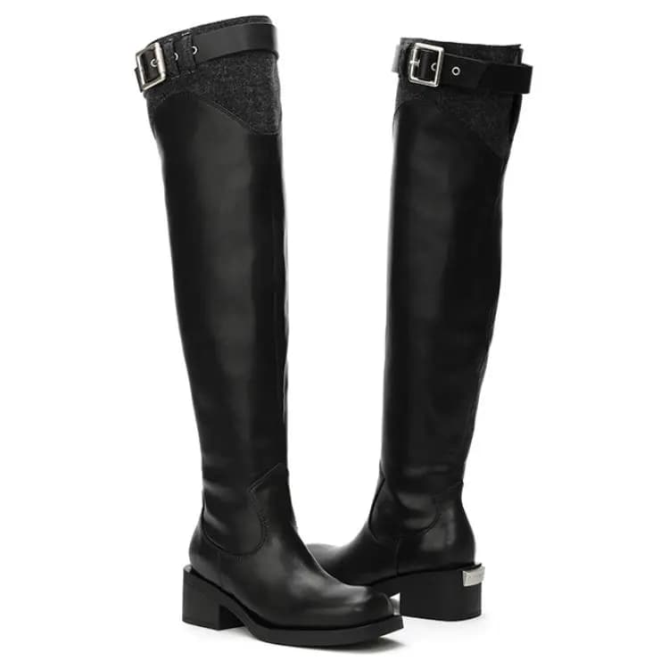 DAPHNE LAB Round Toe British Style Knee-High Boots Women's 5.5cm Heel 8