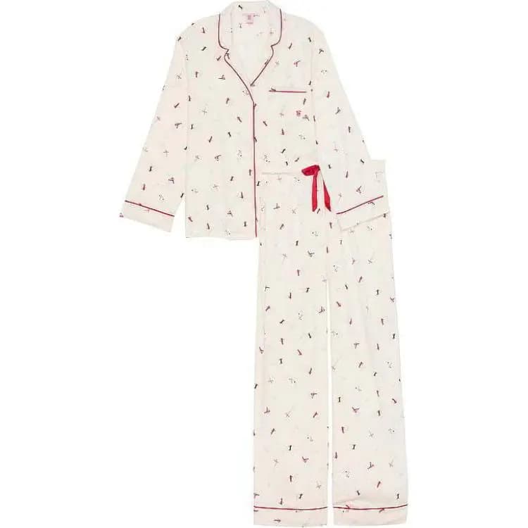 Victoria's Secret Flannel Qadın Pijama Dəsti Ağ