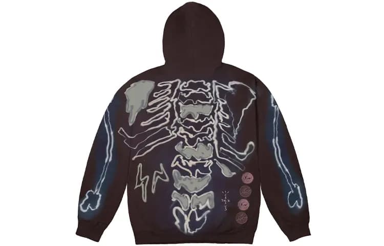 Travis Scott Cactus Jack For Fragment Skeleton Graffiti Full Zip Hoodie 2