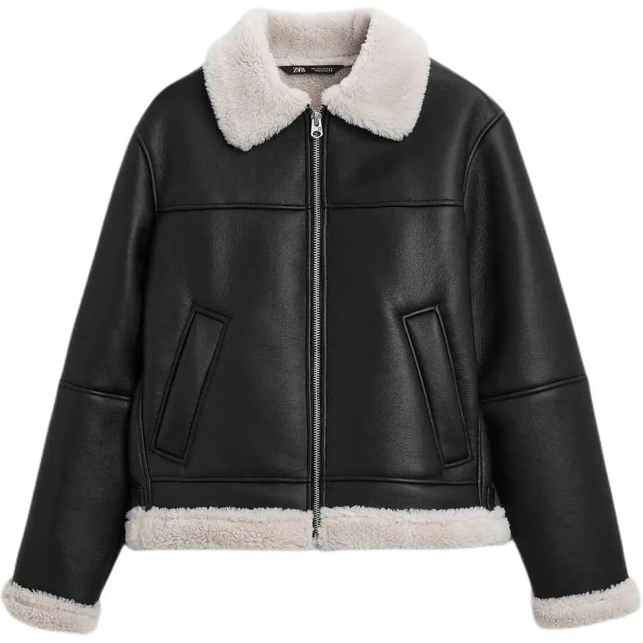 ZARA Dəri Jacket Kişi Qara