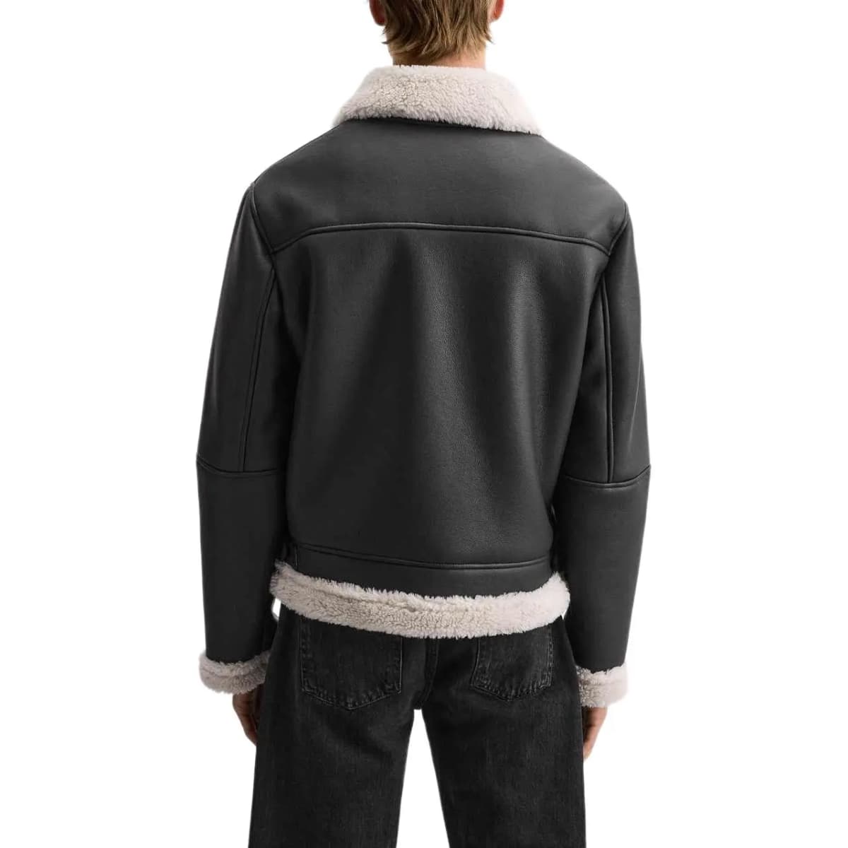 ZARA Dəri Jacket Kişi Qara 2