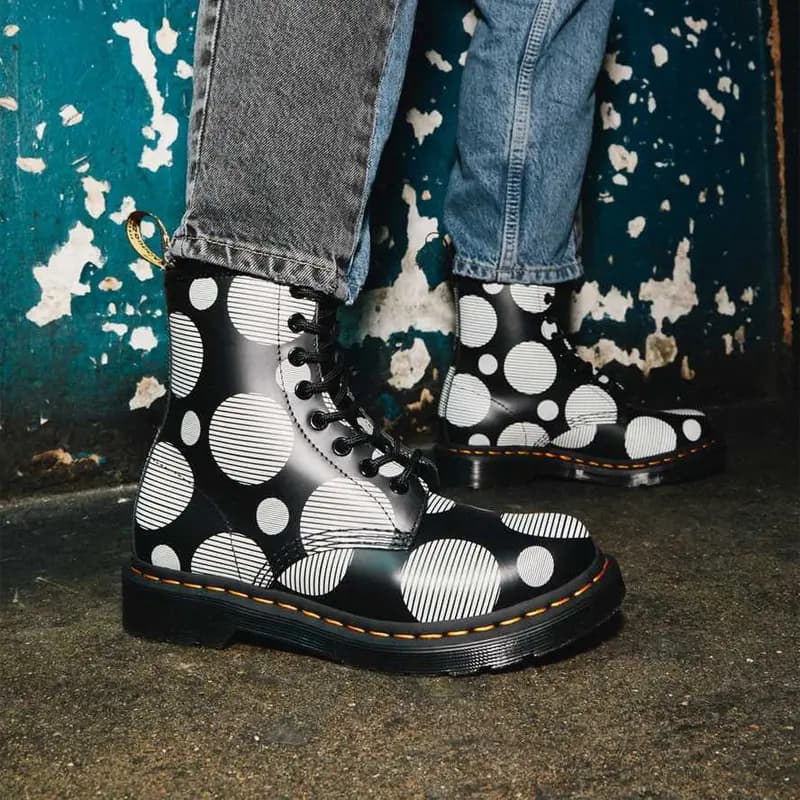 Dr.Martens 1460 Polka Dot Dəri Çəkmə Qadın Qara 7