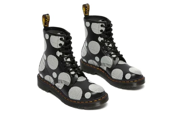 Dr.Martens 1460 Polka Dot Dəri Çəkmə Qadın Qara 4