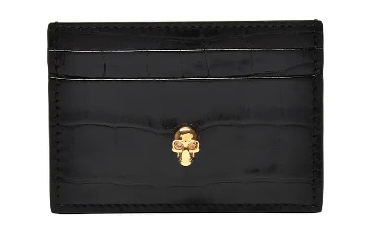 Alexander McQueen Skull Embossed Crocodile Effect Cardholder