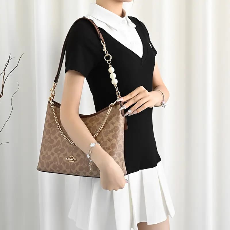Lanbaofan COACH Laurel 31 Hobo Maple Bag Strap Extension Chain Unisex Qızılı 25