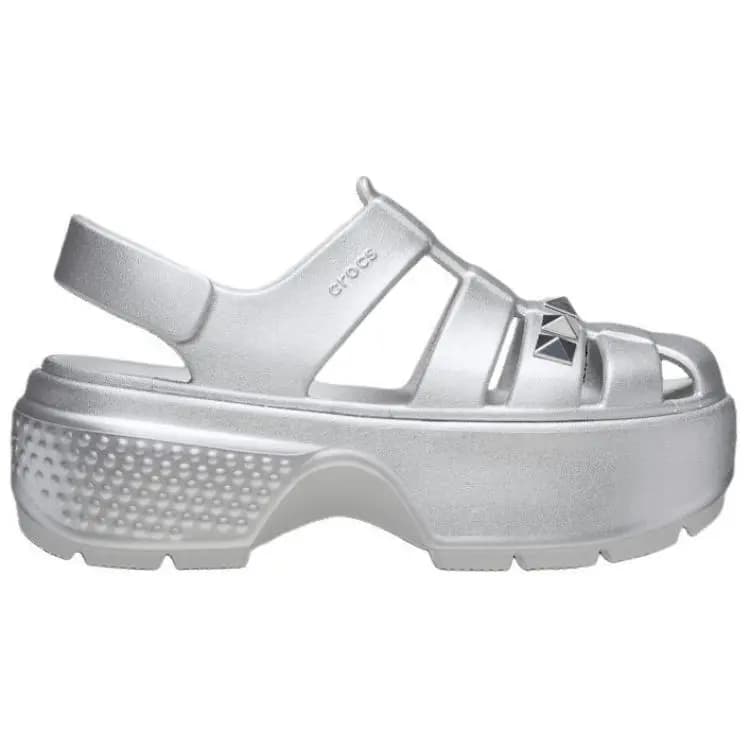 Crocs Stomp Comfortable Roman Sandals 5.9cm Women's Silver 2