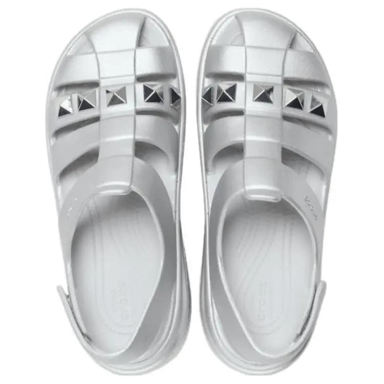 Crocs Stomp Comfortable Roman Sandals 5.9cm Women's Silver 5