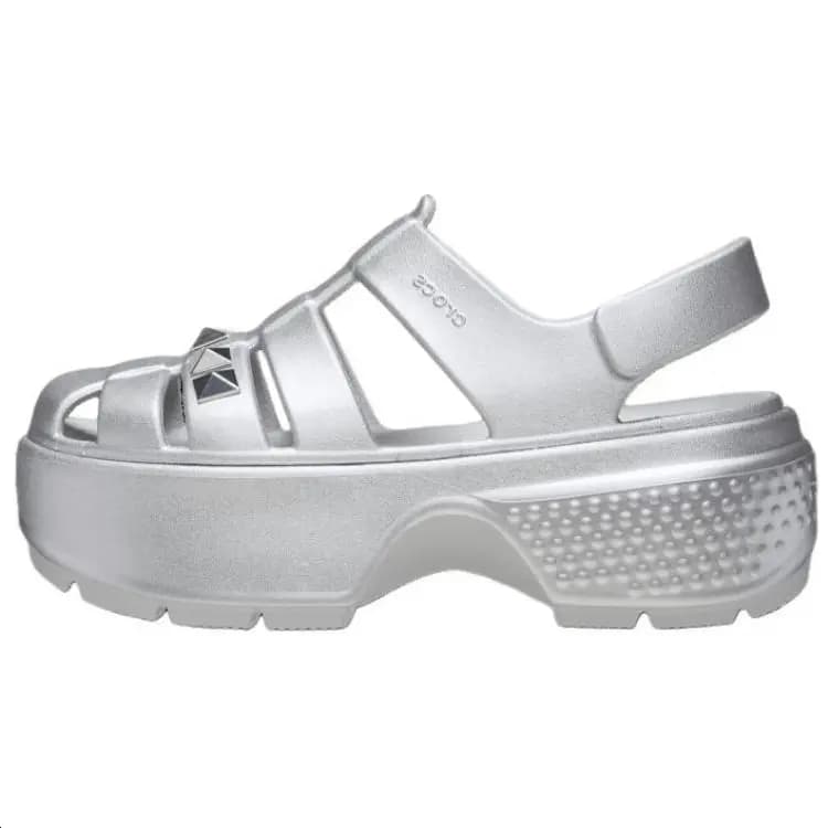 Crocs Stomp Comfortable Roman Sandals 5.9cm Women's Silver