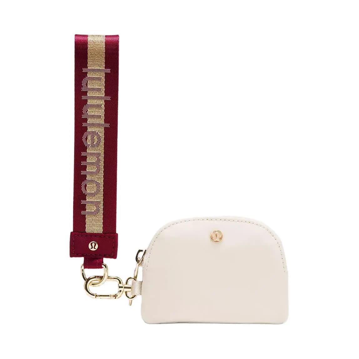 lululemon Front Zipper Pocket Detachable Pouch Recycled Nylon Wristlet Coin Purse Women's Red White 2