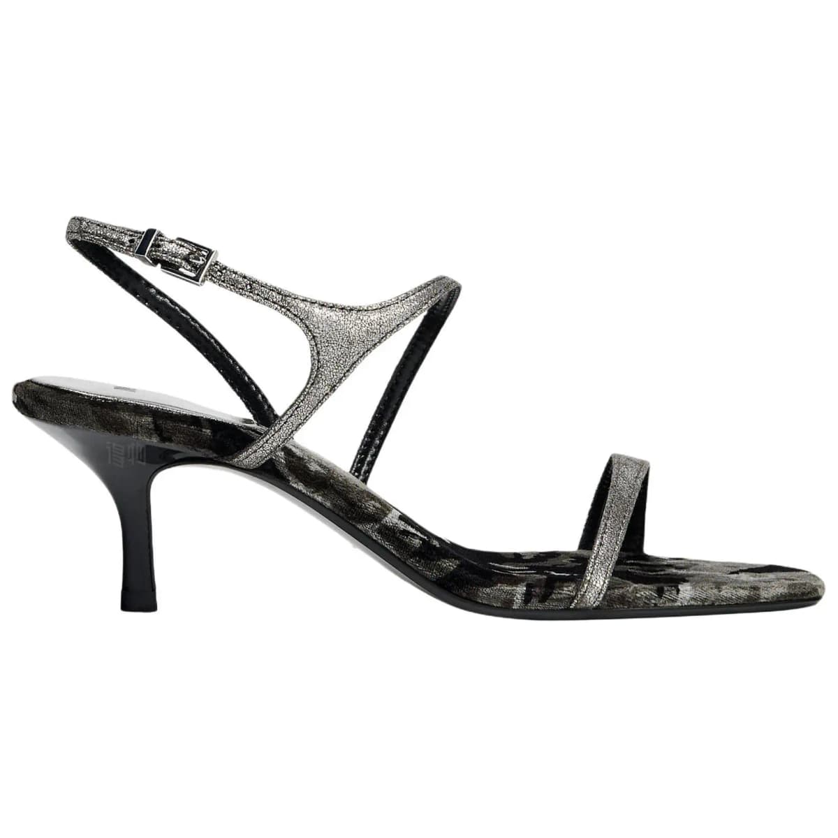 ZARA PU Comfort Versatile High Heel Single Strap Sandals 6cm Women's Silver 2