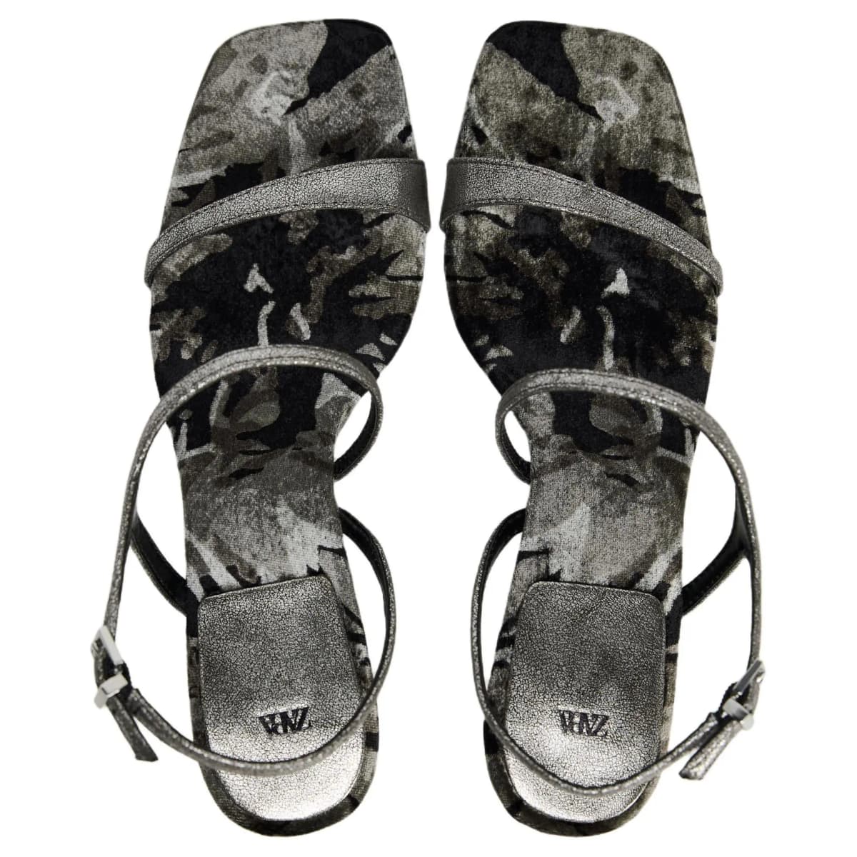 ZARA PU Comfort Versatile High Heel Single Strap Sandals 6cm Women's Silver 5