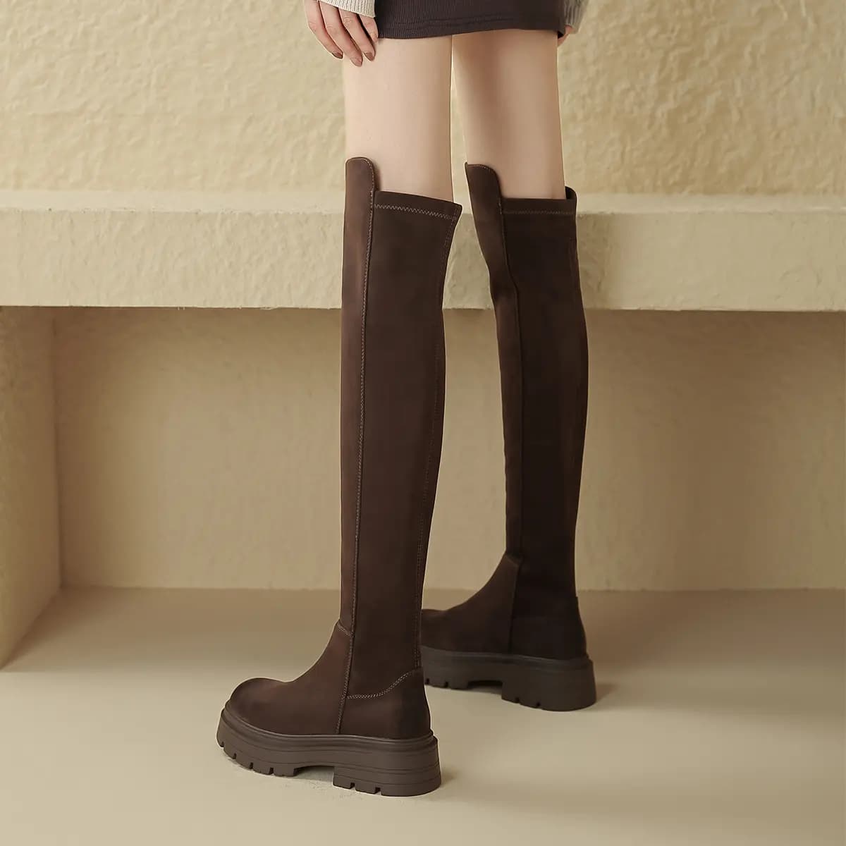 D:FUSE SCANDINAVIA Winter Combat Boots Over-The-Knee Boots Women's 7