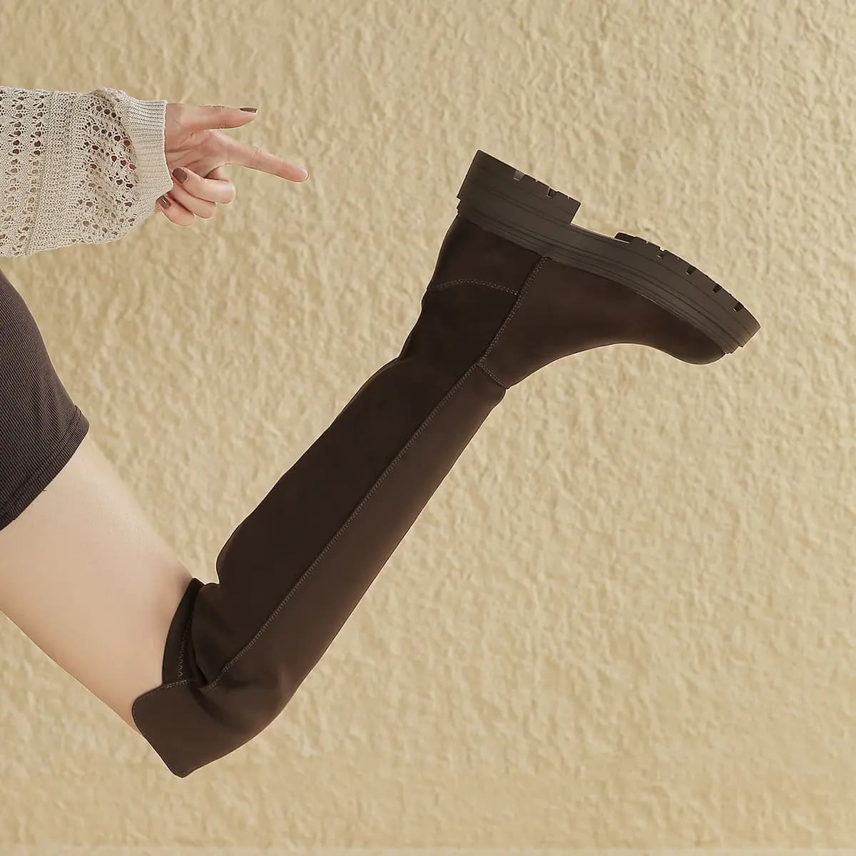 D:FUSE SCANDINAVIA Winter Combat Boots Over-The-Knee Boots Women's 8