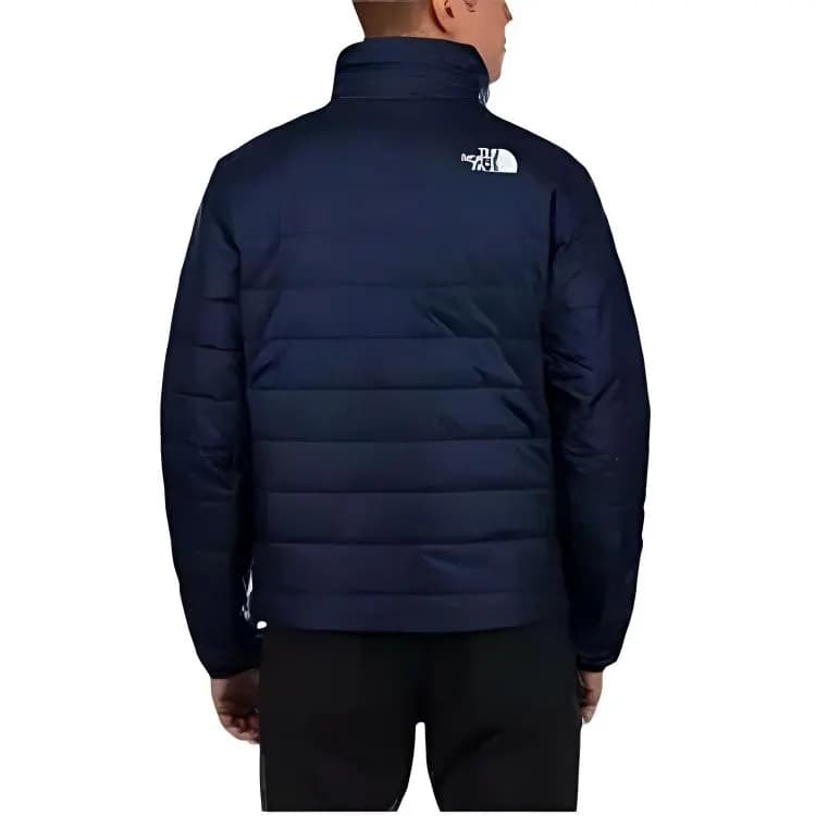 THE NORTH FACE Solid Color Quilted Brand Logo Hooded Zipper Long Sleeve Down-Filled Jacket Men's Blue 2