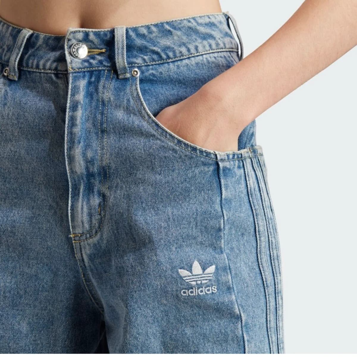 adidas Originals Qadın Cins Şalvar Açıq Boz Mavi 5